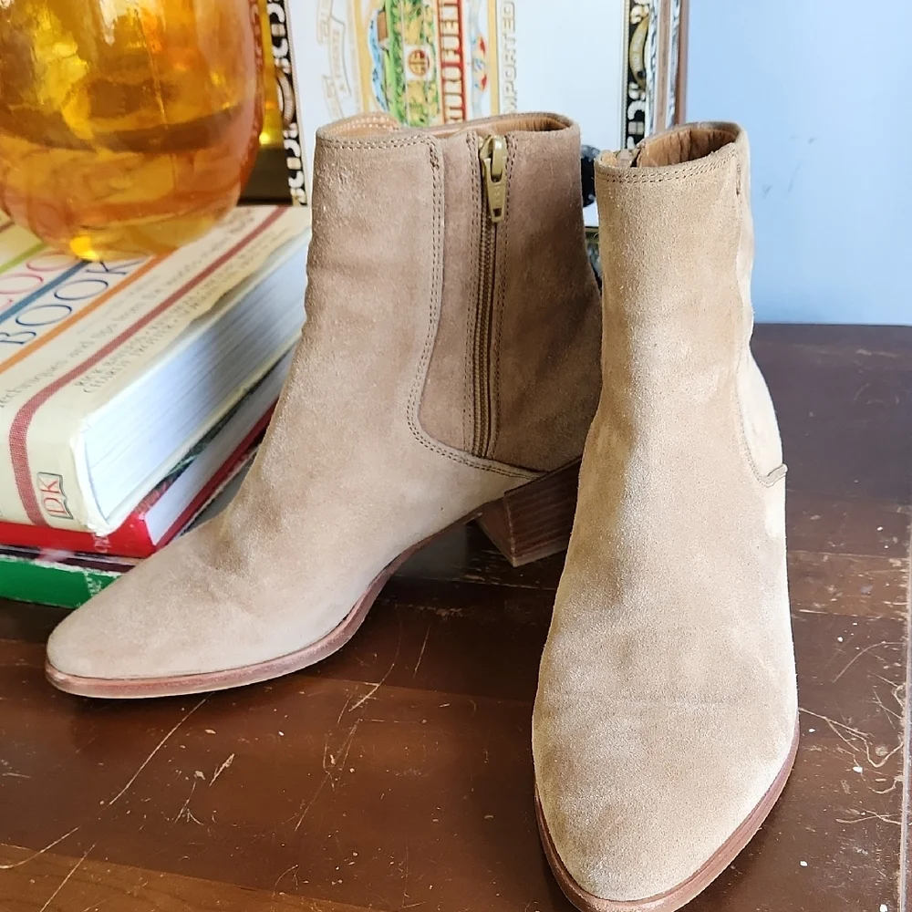 Rag & Bone Suede Low Ankle Boot with Side Zip - Picture 1 of 16